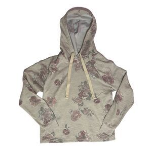 Maurices Women’s Gray Ivory Floral Cropped  Pullover Hoodie Size S